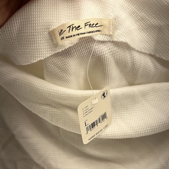 Free People Get Together Tee Long Sleeve‎ White Size Large - Picture 3 of 6